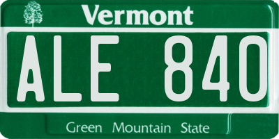 VT license plate ALE840