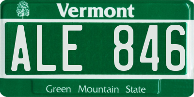 VT license plate ALE846