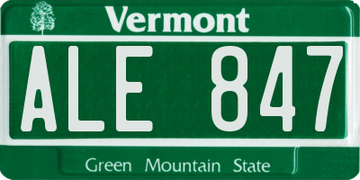 VT license plate ALE847
