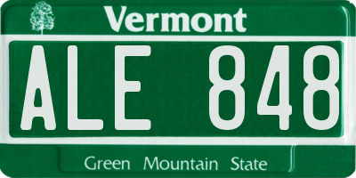 VT license plate ALE848