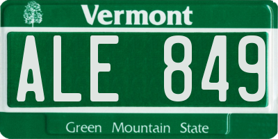 VT license plate ALE849