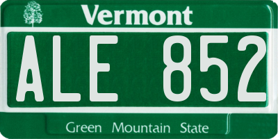 VT license plate ALE852