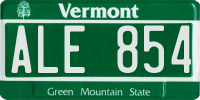 VT license plate ALE854