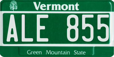 VT license plate ALE855