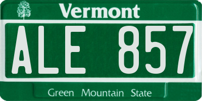 VT license plate ALE857