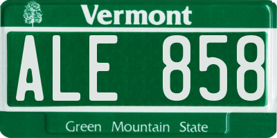 VT license plate ALE858