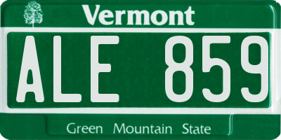 VT license plate ALE859
