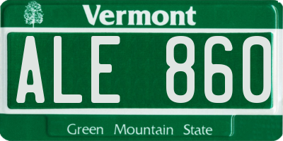 VT license plate ALE860
