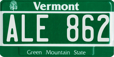 VT license plate ALE862