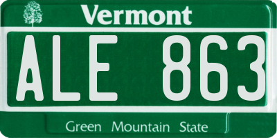 VT license plate ALE863