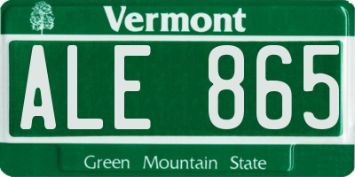 VT license plate ALE865
