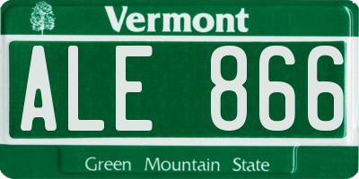 VT license plate ALE866