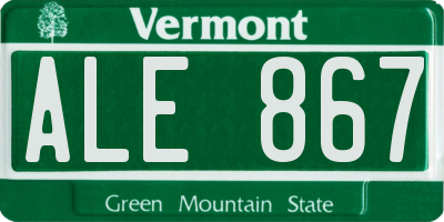 VT license plate ALE867