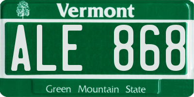 VT license plate ALE868
