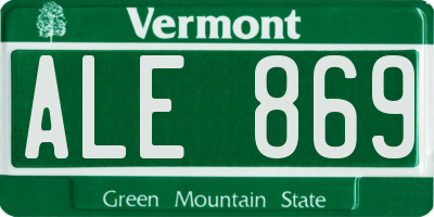 VT license plate ALE869