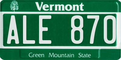 VT license plate ALE870