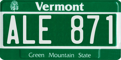 VT license plate ALE871