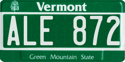 VT license plate ALE872