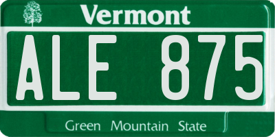 VT license plate ALE875