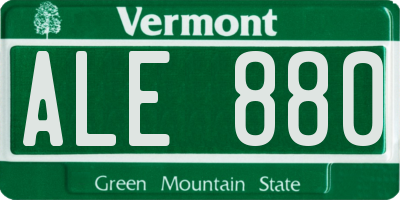 VT license plate ALE880