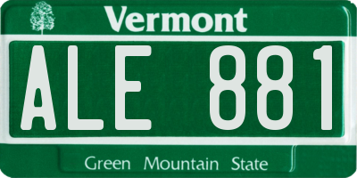 VT license plate ALE881