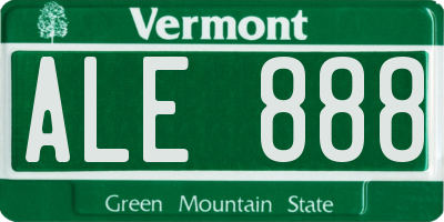 VT license plate ALE888