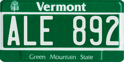VT license plate ALE892
