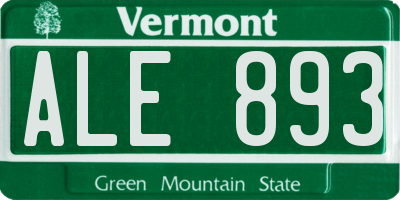VT license plate ALE893