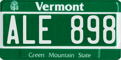 VT license plate ALE898