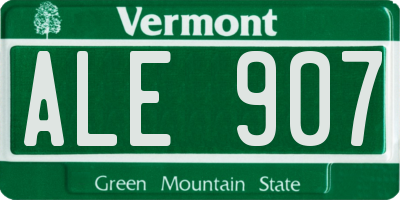 VT license plate ALE907