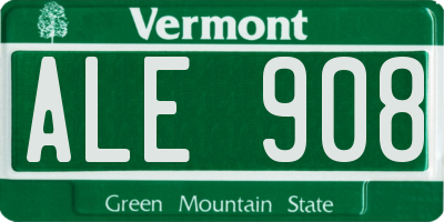 VT license plate ALE908