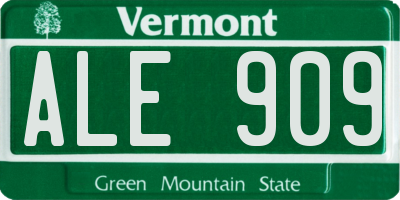 VT license plate ALE909