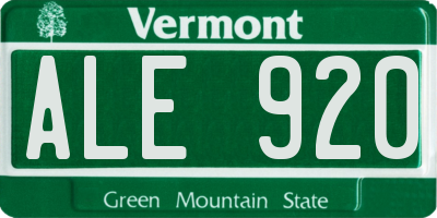 VT license plate ALE920