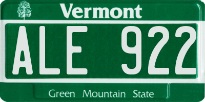 VT license plate ALE922