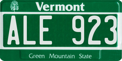 VT license plate ALE923