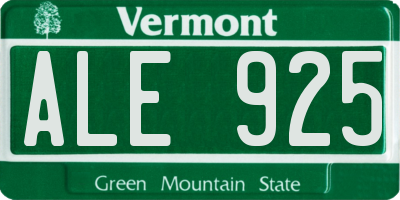 VT license plate ALE925