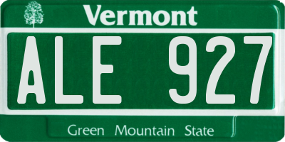 VT license plate ALE927