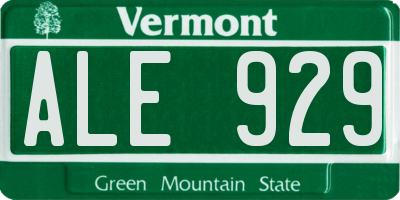 VT license plate ALE929