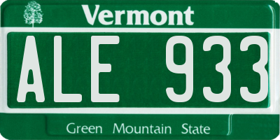 VT license plate ALE933