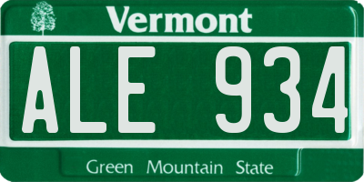 VT license plate ALE934