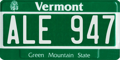 VT license plate ALE947