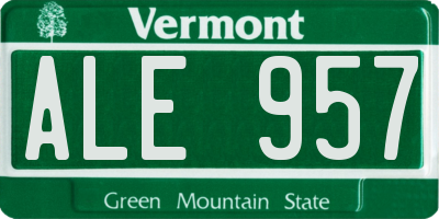 VT license plate ALE957