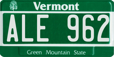 VT license plate ALE962