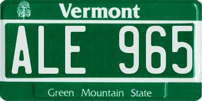 VT license plate ALE965