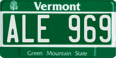 VT license plate ALE969