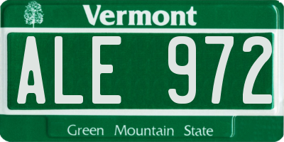 VT license plate ALE972