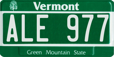 VT license plate ALE977