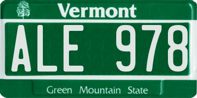 VT license plate ALE978