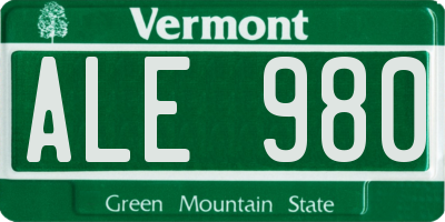 VT license plate ALE980