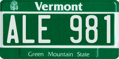 VT license plate ALE981